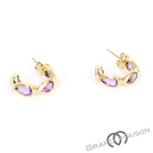 新品同様【ジュエリー】アメジストピアス/フープピアス/K18YG/2.8g/アクセサリー/レディース/イエローゴールド