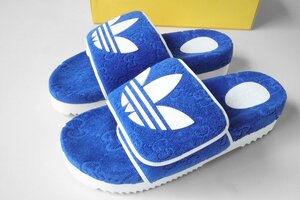 ★未使用 adidas x GUCCI ◆ パイル ベルクロ スライドサンダル ブルー サイズ13 (箱入り) 厚底 GGロゴ アディダス グッチ ◆J-2