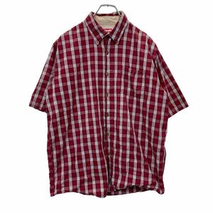 Wrangler 半袖 シャツ Mサイズ ラングラー 胸ポケット チェック柄 レッド コットン 古着卸 アメリカ仕入 t2407-4130