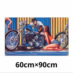 フラッグ　サイズ約60x90cm バナー タペストリー　旗 ガレージ　装飾　雑貨　バイク　アメリカン