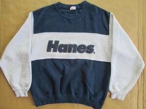 Hanes ヘインズ プリント スウェット トレーナー グレー 紺 150