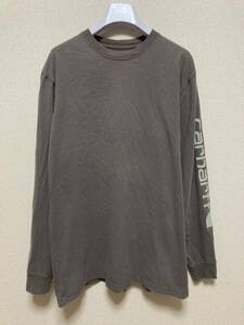 USA古着 carhartt ORIGINAL FIT カーハート 長袖Tシャツ 袖プリ ロンT M グレー