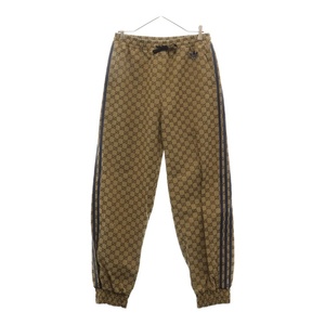 GUCCI グッチ 23SS ×adidas GG Canvas Pant アディダス GGキャンバスパンツ 総柄サイドラインパンツ ブラウン