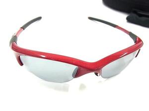 1円 ■極美品■ OAKLEY オークリー 12-729J ハーフジャケット スポーツ サングラス メガネ 眼鏡 レッド系×ブラック系 FL2249