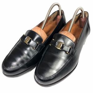 【フェラガモ】本物 Ferragamo 靴 24cm ヴァラ金具 ローファー スリッポン ビジネスシューズ 本革 レザー 男性用 メンズ イタリア製 6 EE