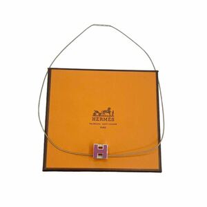 【良品】エルメス HERMES カージュドアッシュ Hキューブ ネックレス ピンク × シルバー