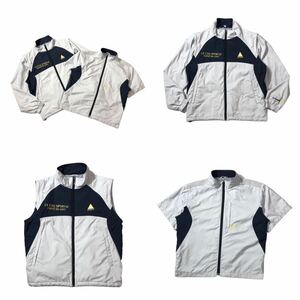 ● le coq sportif GOLF ルコックゴルフ ● 4WAY バック ビッグ ロゴ プリント 刺繍 着脱可能 ライナー付 中綿入 ゴルフ ジャケット M