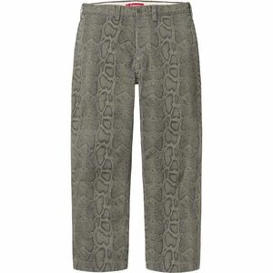 送料無料 32 オリーブ Supreme Snake Print Chino Pant Olive シュプリーム スネーク柄 蛇柄 ヘビ柄 チノパン チノパンツ 24SS 新品 M 