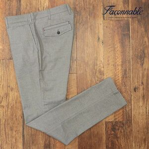 1円/秋冬/Faconnable/56サイズ/美脚パンツ 起毛コットン 暖か 無地 シンプル 万能 大人カジュアル 大きいサイズ 新品/グレー/if257/