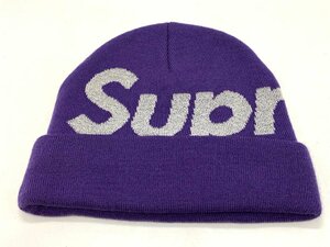 美品 Supreme シュプリーム BIG LOGO Beanie ビッグロゴ ビーニー パ－プル ニットキャップ ニット帽 帽子 [66-0919-2E14]☆良品☆