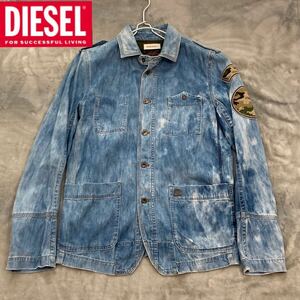 1円〜【超希少】DIESEL ディーゼル デニムシャツ 迷彩柄 パッチワーク ビンテージ インディゴ Sサイズ 状態良好