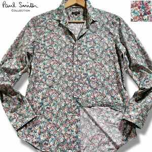 極美品/Lサイズ●最高級ライン ポールスミス コレクション 長袖シャツ 羽織り Paul Smith Collection ラグジュアリー 総柄 花柄 フラワー