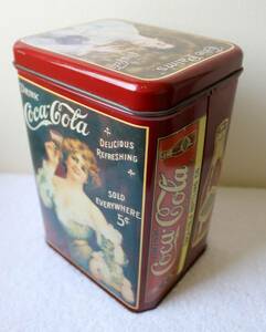 Coca-Cola CHEINCO　1985　Tin can ☆ コカ・コーラ　美人画　ブリキ缶 小物入れ☆　ヴィンテージ　米国製　空缶