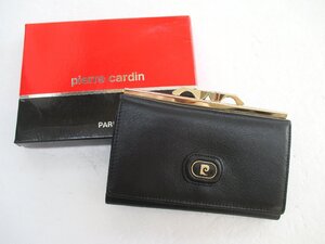 【未使用・保管品】ピエールカルダン　がま口　折財布　Pierre　cardin レザー　ブラック