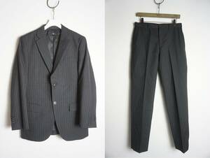 美品 UNIQLO ユニクロ ＋J ジルサンダー ストライプ テーラード ジャケット ＋ スラックス パンツ セットアップ スーツ 黒523O★1