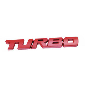 エンブレム 車 ステッカー TURBO ターボ パーツ カー用品 3D アクセサリー ロゴ マーク バックドア 外装 Eタイプ 色レッド 送料無料