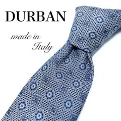 【美品】〇DURBAN〇ネクタイ〇小紋柄〇ブルー〇ホワイト〇オシャレ〇