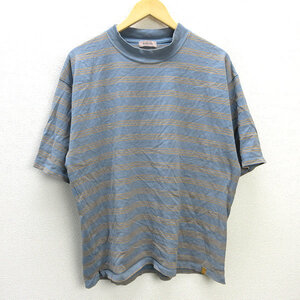 G■ビームス/BEAMS LIGHTS 半袖Tシャツ/ボーダー柄【L】青系/men