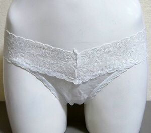 Knickers ニッカーズ 綿混 Tバックショーツ L 白 ウエストレース PTL-058