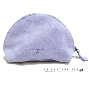 LA CARTABLIEREフランス製きらきらスエード　半円ポーチ#Lパープル★★