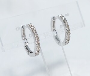 ハート＆キュー鑑！　ダイヤモンド　0.30ct K18WG ピアス（138658）