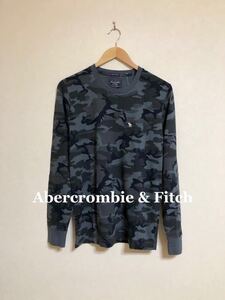 【新品】 Abercrombie & Fitch A&F アバクロンビー&フィッチ クールネック アイコン Tシャツ トップス サイズS 175/92A カモフラ柄 長袖