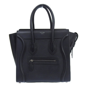 セリーヌ CELINE ラゲージマイクロショッパー ハンドバッグ レザー ブラック 中古 新入荷 OB1593