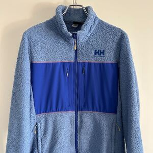 90s Helly Hansen ヘリーハンセン ネルモジャケット フリースジャケット L ボアフリース ブルー ジップアップ 古着 オールド HO51351