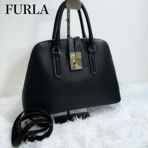 美品！FURLA フルラ　ミラノ　2way ショルダーバッグ　ハンドバッグ　レザー　黒