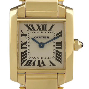 カルティエ CARTIER タンクフランセーズ SM ローマン W50002N2 腕時計 YG クォーツ アイボリー レディース 【中古】