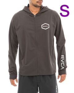 サイズＳ　黒/白RVCA ラッシュガードVENT LS SURF HOODIE