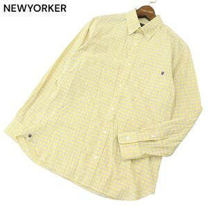 NEWYORKER BY KEITA MARUYAMA ニューヨーカー × ケイタマルヤマ ロゴ★ 長袖 ボタンダウン チェック シャツ Sz.L メンズ 黄　A4T04723_4#C