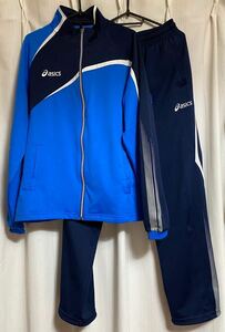 送料無料★アシックス asics ジャージ 上下セット ブルーネイビー 体操服 バイカラー 学校指定 スクールジャージ Oサイズ