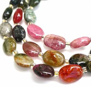 ＊K18 天然マルチカラートルマリンネックレス＊o 約14.2g 約42.5cm necklace tourmaline ジュエリー jewelry EA0/EA2