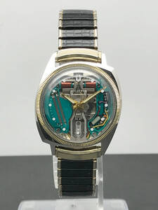 【稼働品 WORKING/動画あり】BULOVA ACCUTRON Spaceview/ブローバ アキュトロン スペースビュー/14KT BEZEL RING/スケルトン/音叉/214/M6