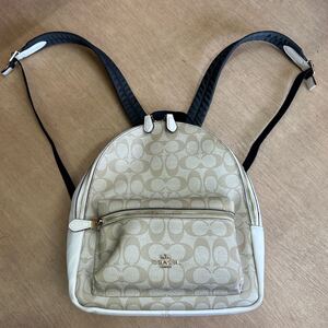  コーチ リュック F32200 PVC×レザー ベージュ系 シグネチャー COACH