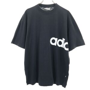 アディダス オールド 両面プリント トレフォイルロゴ 半袖 Tシャツ L ブラック adidas メンズ