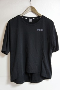 美品 PUMA プーマ 刺繍 ロゴ 燕尾 Tシャツ 半袖 カットソー 583731-01 L 黒 923L