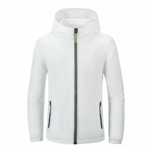 (新品)リフレクター ナイロン フード ジャケット ウインドブレーカー nylon jacket ホワイト 白色 サイズ XL【送料無料】