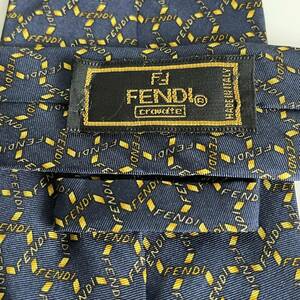 FENDI(フェンディ) 紺ブランド名チェックネクタイ