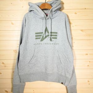 ◎ALPHA INDUSTRIES アルファ インダストリーズ◆ミリタリーパーカー スウェット トレーナー フード◆メンズ グレー Sサイズ◆AA0963