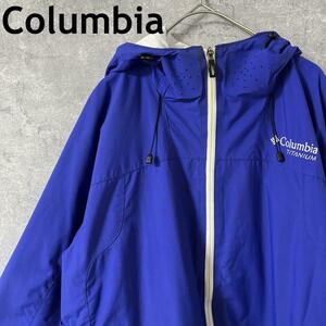 Columbia ジップアップジャケット 青 ナイロン　アウター　Ｌメンズ I3