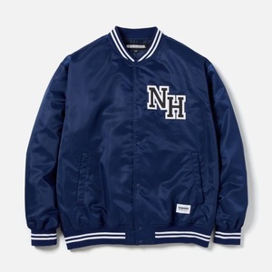 新品 NEIGHBORHOOD ネイバーフッド 24SS BASEBALL JACKET 紺 S スタジャン ベースボールジャケット