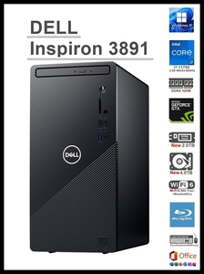 ★DELL Inspiron3891/i7-11700 8コア/RAM 32GB/新品 NVMe SSD 2TB/新品 HDD 4TB/GTX1650 4GB/Wi-Fi6/Blu-ray/USB3.2/Office2021/Win11Pro★