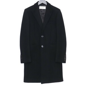 SAINT LAURENT ラペル裏レザー切り替えチェスターコート サイズ44 ブラック 393655 Y112W サンローラン Chesterfield coat