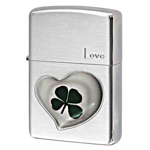 Zippo ジッポライター 四つ葉 クローバー 本物 ラブ Love 愛 銀サテーナ エポ盛り 63260498