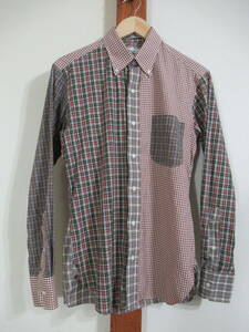 Gambert Custum Shirt/ギャンバートカスタムシャツ△シャツ ボタンダウン クレージーパターン チェック Hand Made in America アメリカ製