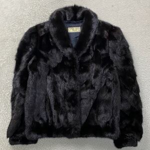 VINTAGE Fur Griser リアルファージャケット　ミンク　ショートジャケット　ブラックミンク　9号　Mサイズ相当　黒　レディース　高級毛皮