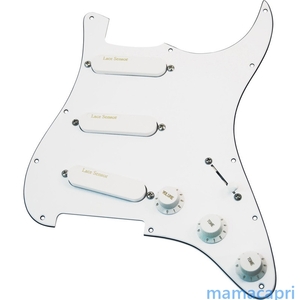 新品 Lace Music Gold 6.0k Sensor Prewired Pickguard White Loaded レース センサー ピックアップ&ピックガード アセンブリー ストラト