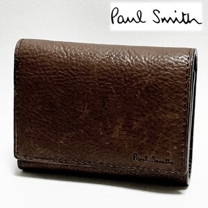 《Paul Smith ポールスミス》新品訳有 窓ポケット付き シボ感 ジェニュインレザー 3つ折り財布 ウォレット S0347